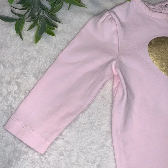 Little Me Pink & Gold Heart Top 12M Baby Girl - Picture 2 of 10